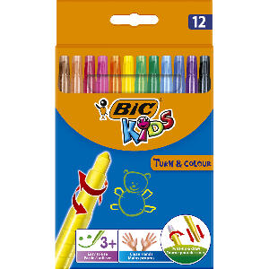 Creioane cerate Turncolor Bic, 12 culori