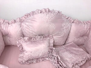 Lenjerie de pat cu aparatori super groase 120x60 cm Lux din Jackard roz pudra
