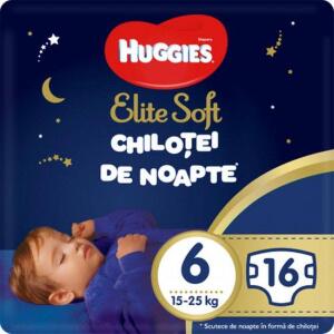 Scutece Huggies Chilotel de nopate Elite Soft Overnight Pants, nr 6, 15-25 kg, 16 buc