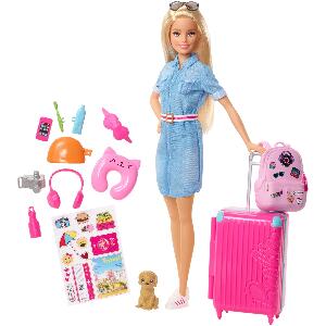 Papusa Barbie Travel cu accesorii de calatorie