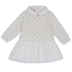 Rochie eleganta copii Chicco, dantela tricotata, alb, 03505